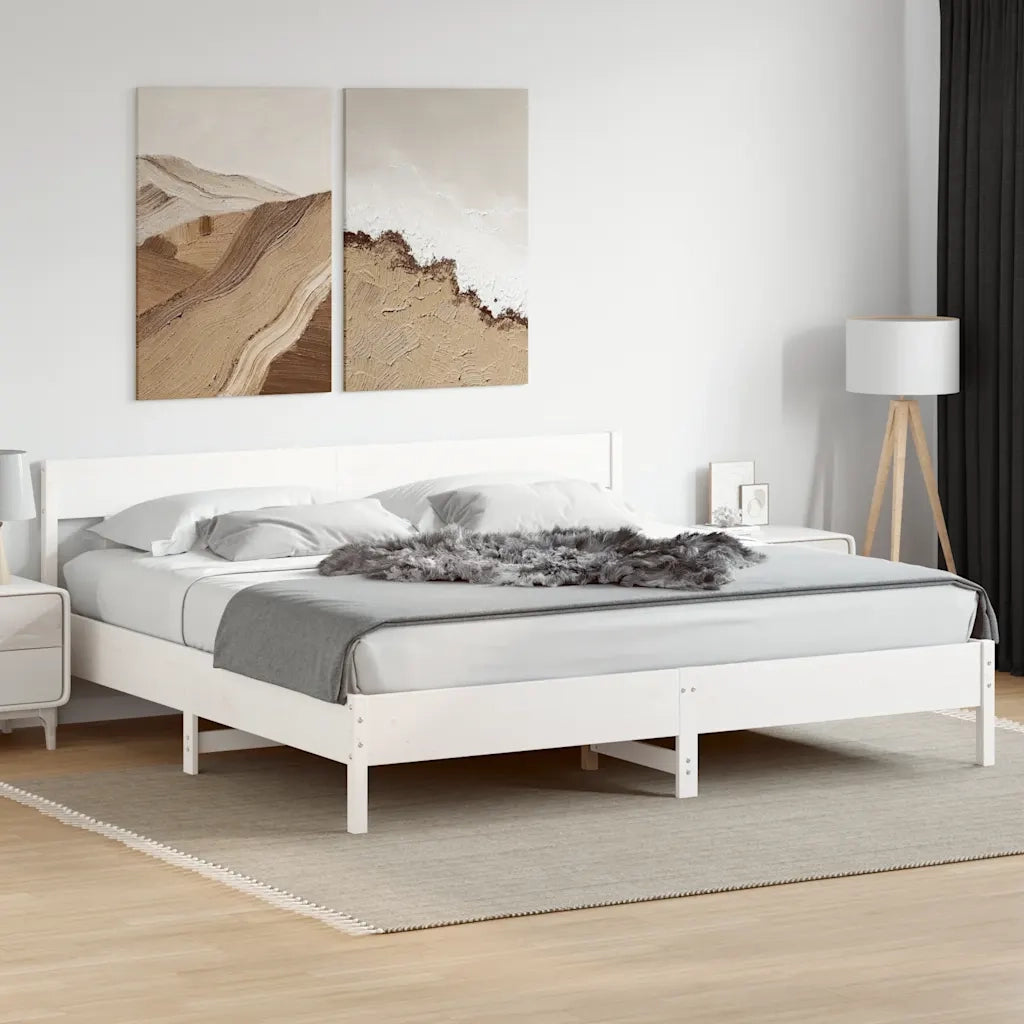 Giroletto senza Materasso-Struttura Letto Bianco 180x200 cm Legno Massello Pino 377781