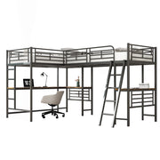 LETTO A CASTELLO con scrivania 90 x 200 cm in MDF e metallo nero