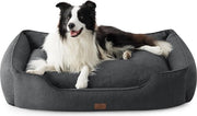 Mand per cani medi, 90 x 69 x 25 cm, letto per cani con bordi elevati e copertura rimovibile, antiscivolo, banca per cani medi, colore grigio