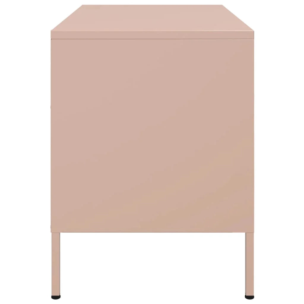 Mobile TV multimediale scaffale TV credenza mobile TV sala da pranzo soggiorno camera da letto 2 pezzi rosa 68 x 39 x 50,5 cm acciaio rosa 02_0028648