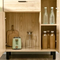 Credenza Cucina Alta con un Cassetto e 3 Armadi, Mobile Buffet con 4 Nicchie e Passacavi, 78x40x166cm, Legno naturale| Aosom Italy