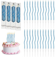 24 pezzi di candele a spirale per torte di compleanno, con supporti per la decorazione, in oro massello, blu chiaro