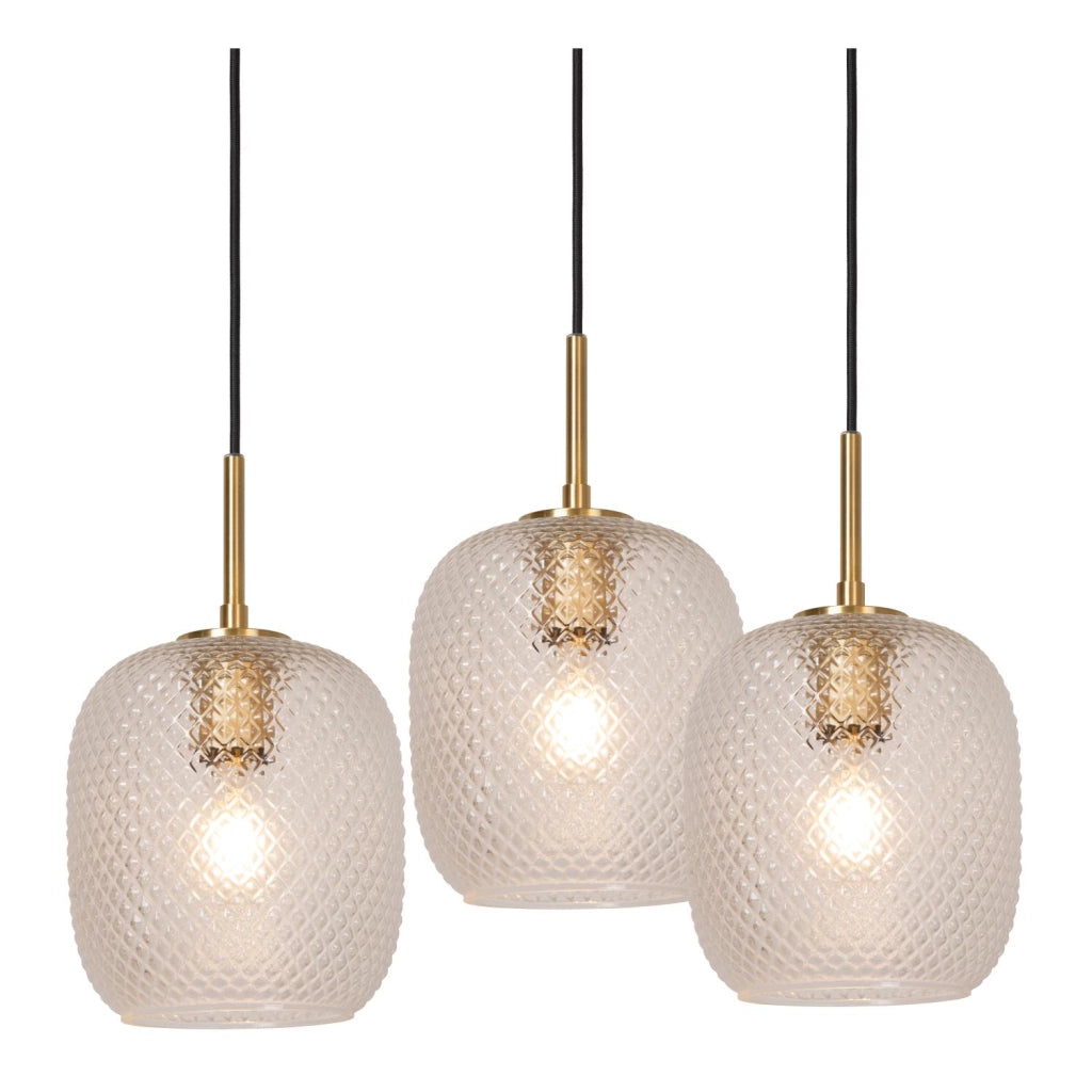 Lampada sospesa retro ALICENT 3 luci oro vetro Lucide