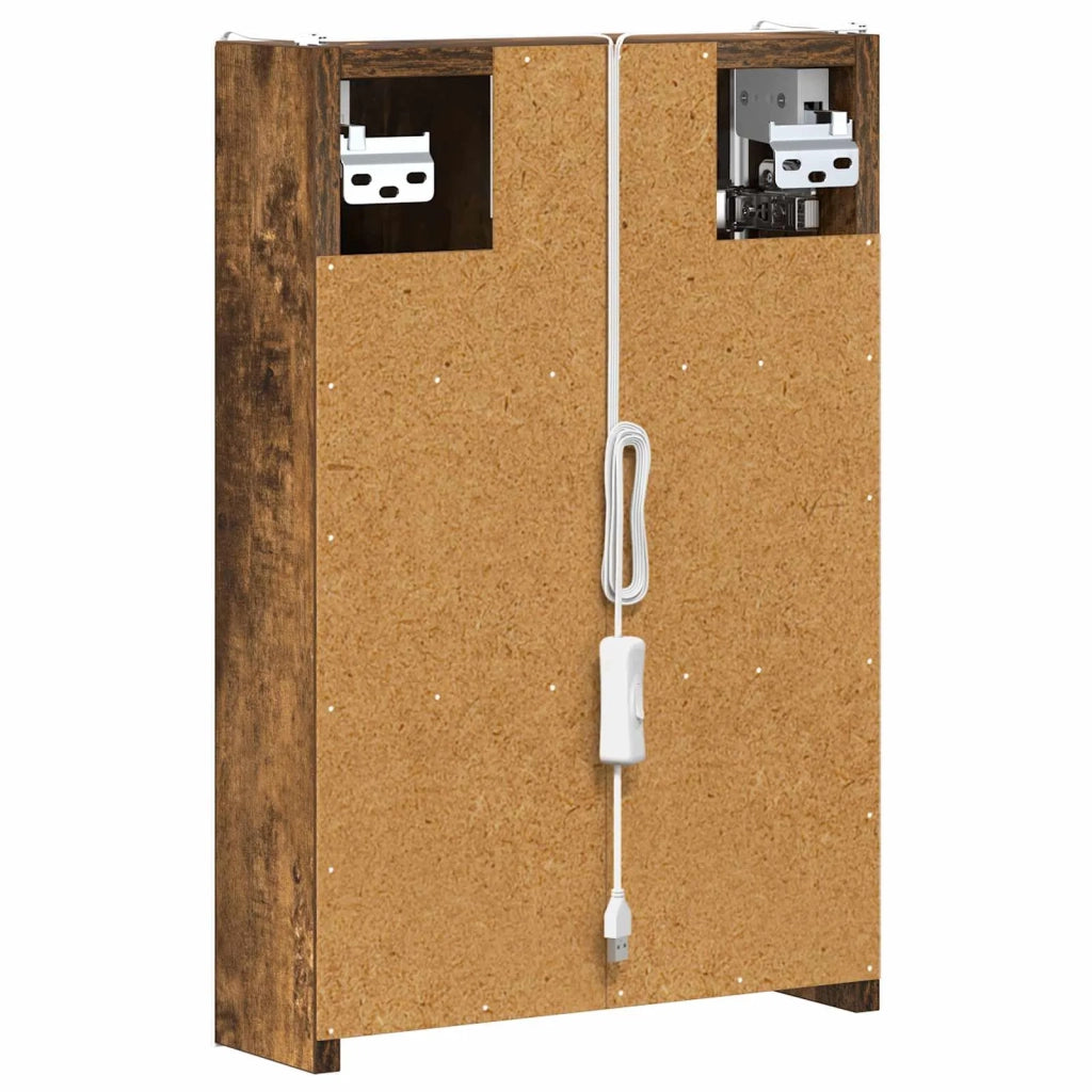 Mobiletto per specchio da bagno Rovere fumé 33 x 11,5 x 50 cm