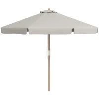 Ombrellone da Giardino con Doppio Tettuccio, in Bambù e Poliestere, Ø325x250 cm, Grigio