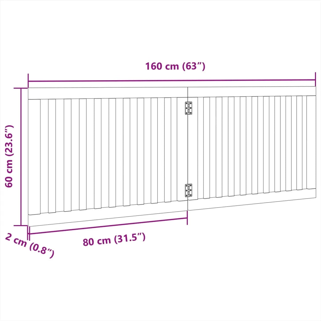 Cancello per Cani Pieghevole 2 Pannelli Bianco 160 cm Pioppo CFW4550059