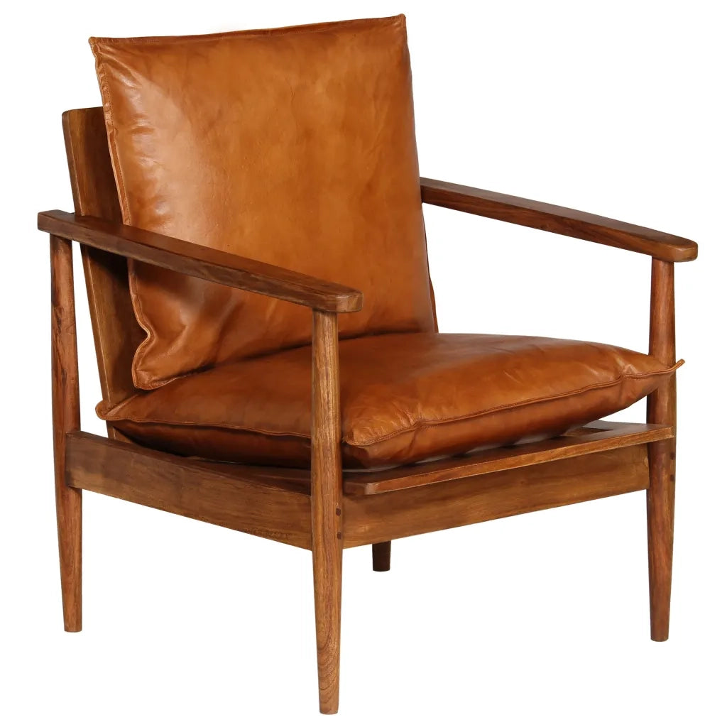 Set Divani 3 pz in vera Pelle e Legno Massello Acacia Marrone 3099031