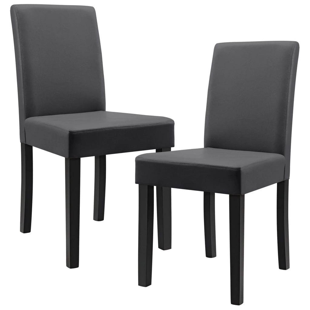 Kit di 2 sedie imbottite con gambe in legno massello, rivestimento sintetico, design grigio scuro, 90 x 37/42 x 48 cm 03_0002361