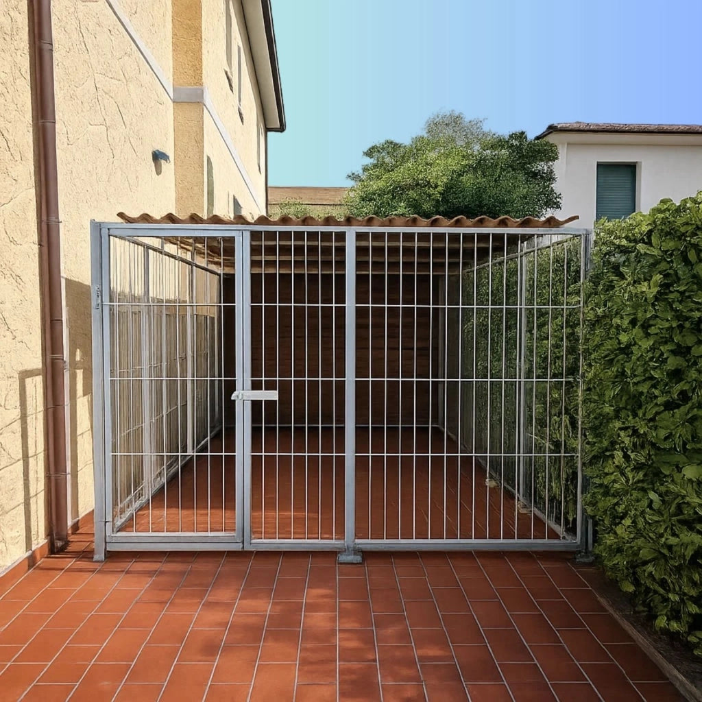 Box per cani coperto di metri 2 e retro in legno zincatura a caldo da 400x200x altezza 180 cm