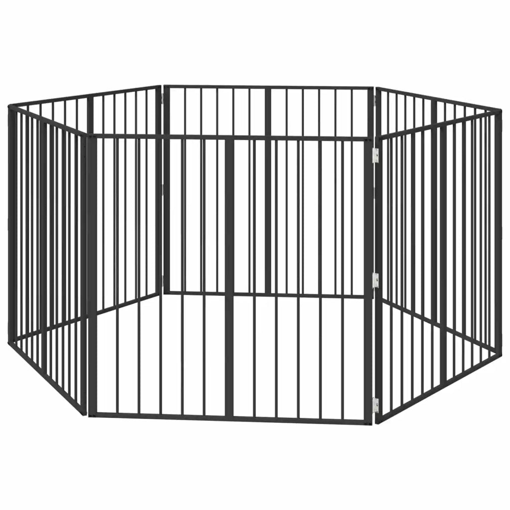 Cancello per cani 6 pcs Nero 100 x 100 cm Acciaio zincato 891991