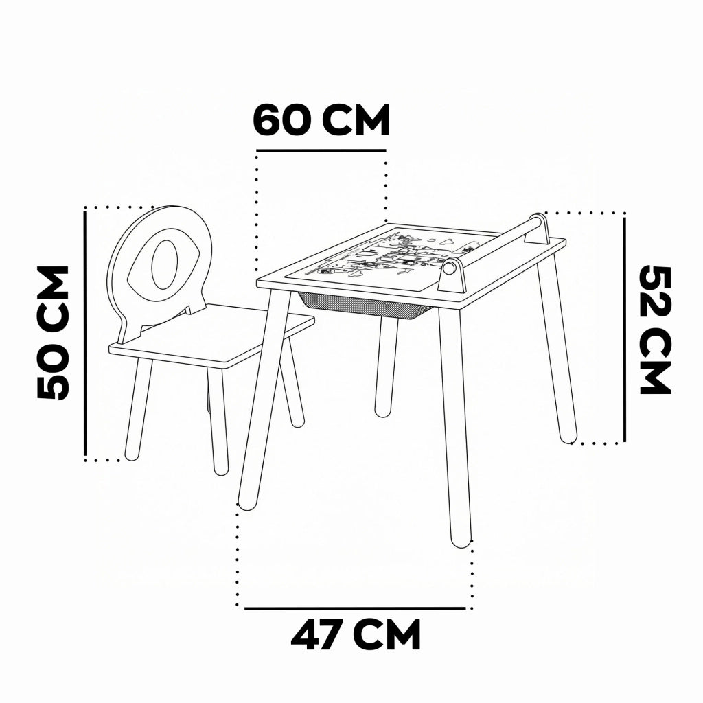 Lulù - Postazione multi-attività montessori 60x52x47cm in legno massello per bambini 36 mesi