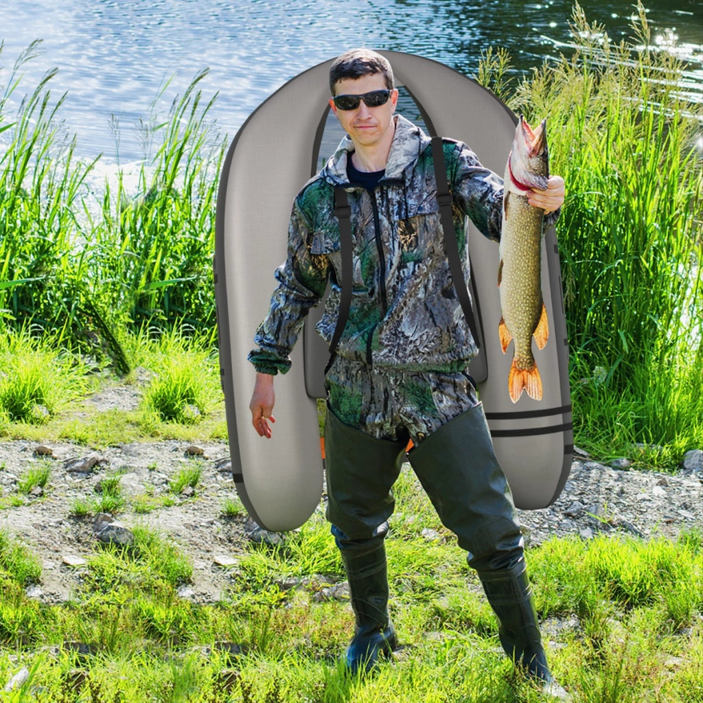 Galleggiante da pesca gonfiabile con pompa di pedale, Barca da pesca portatile con capacit¨¤ di carico 150kg Grigio scuro-Sport acquatici
