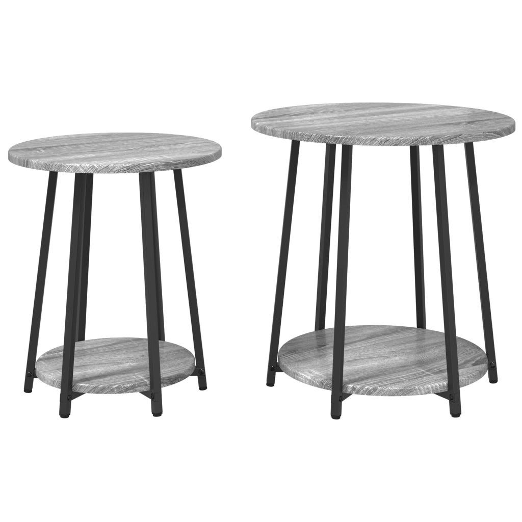 Tavolino  2 pz Grigio Sonoma in Legno Ingegnerizzato e Metallo