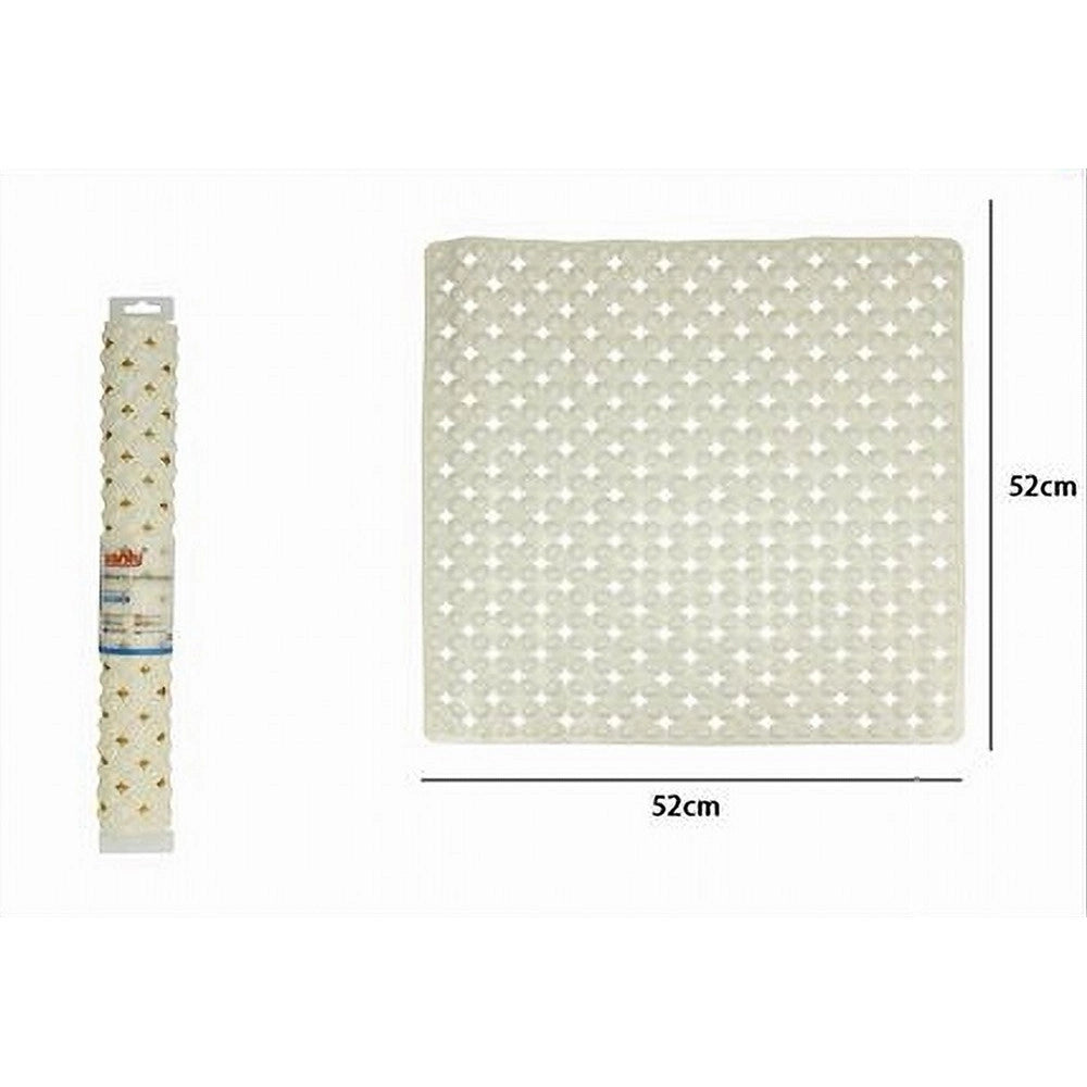Trade Shop - Tappeto Tappetino Beige Antiscivolo Per Vasca Da Bagno Doccia 52 X 52 Cm 79759 -