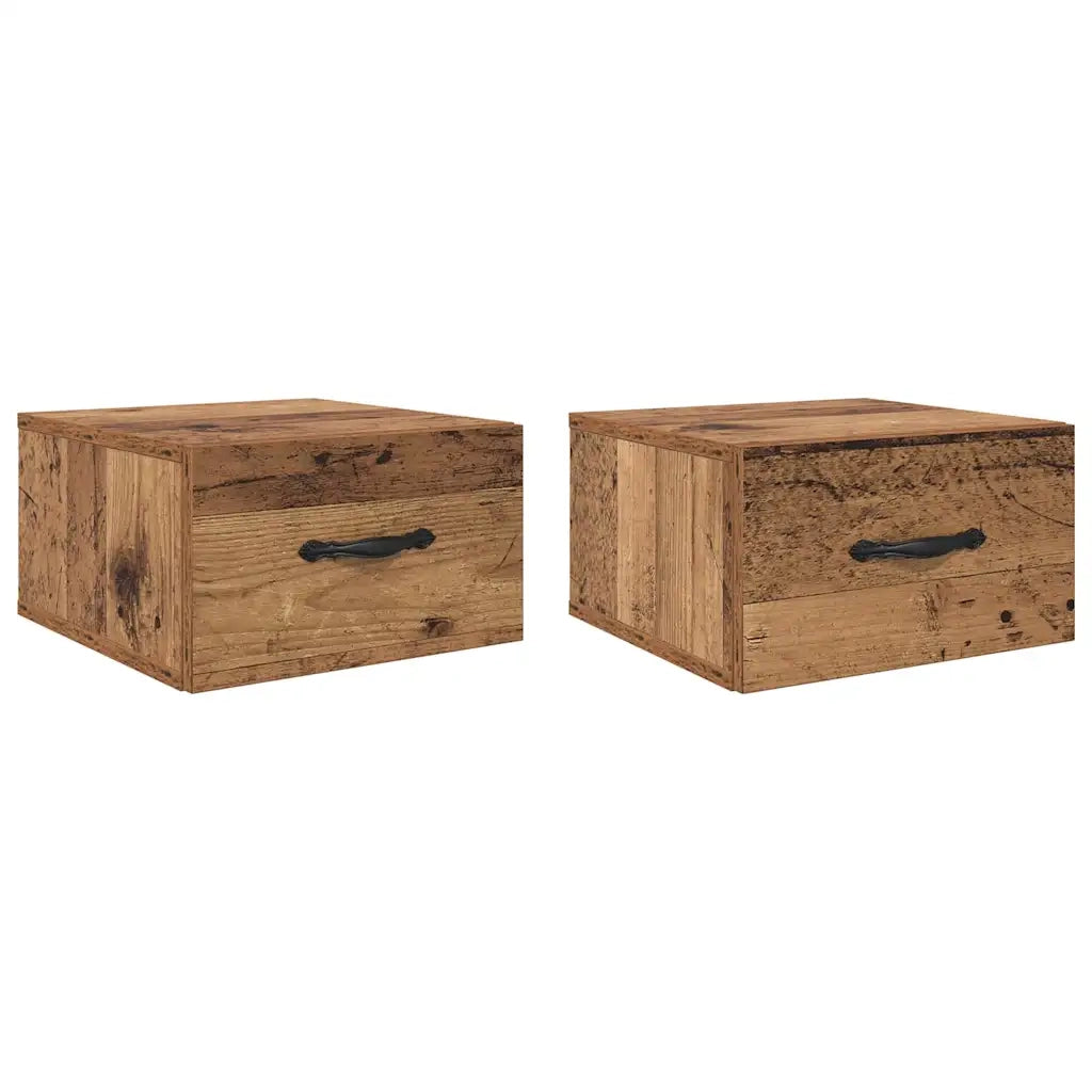 Set di 2 Comodini | Armadio da Notte | Mobiletto da notte Legno vecchio 35 x 35 x 20 cm