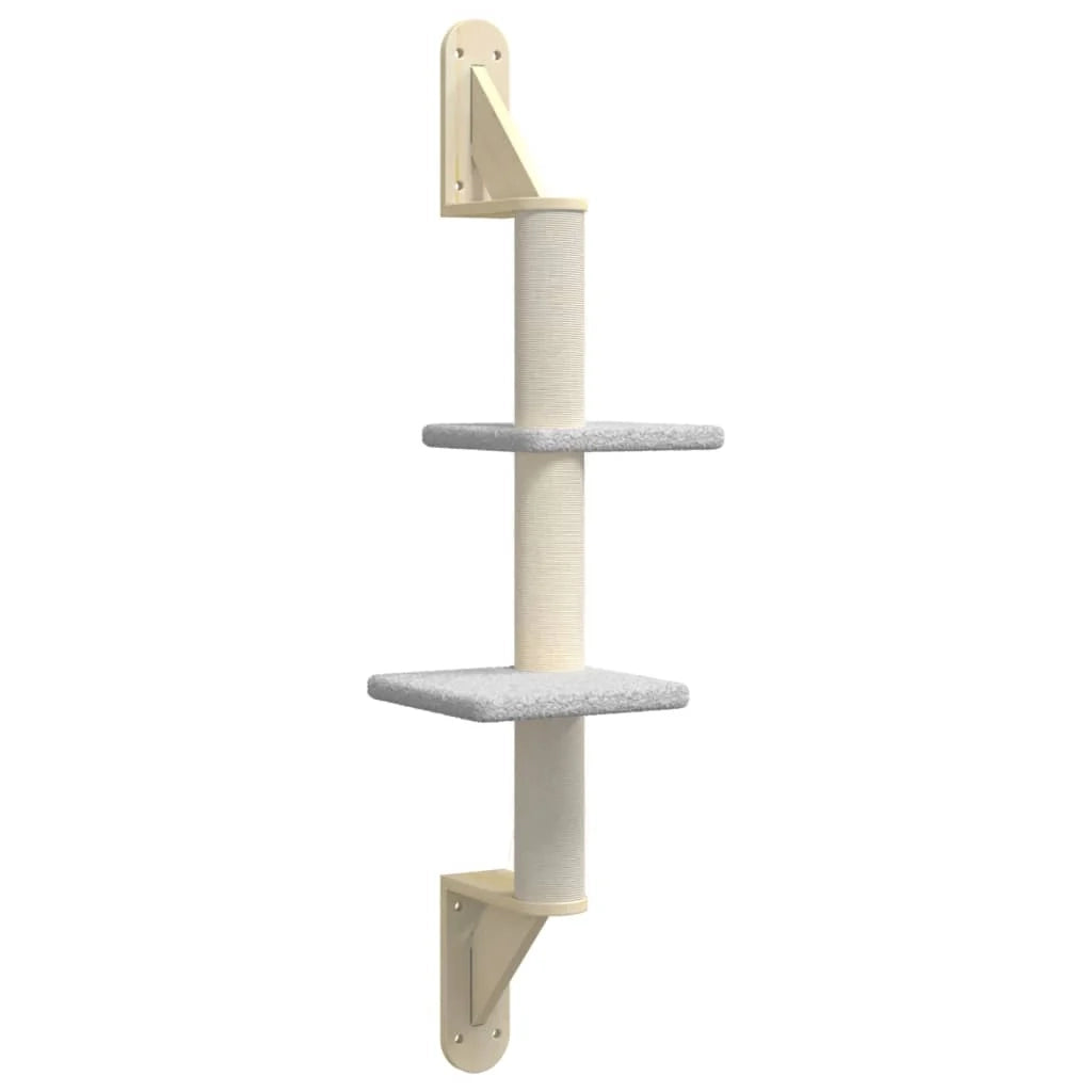 Albero per gatti mobile torre arrampicata giocattolo graffio tiragraffi arrampicata piattaforma a parete con tiragraffi chiaro 108 cm grigio 02_0022773