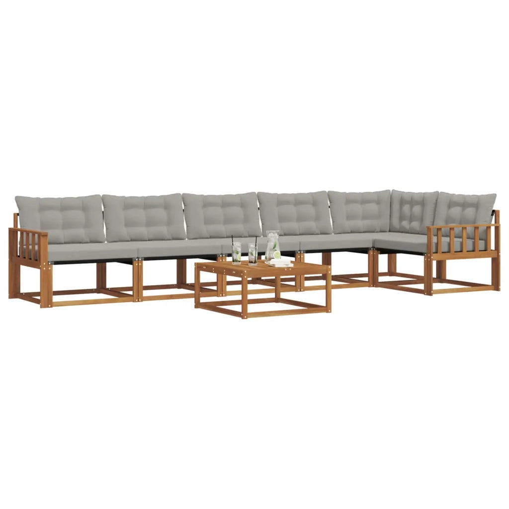 Set di divani da esterno 7 pcs Grigio Naturale e Chiaro 3369526