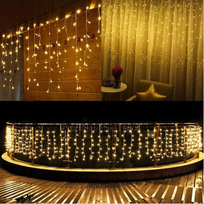 TENDA LUMINOSA NATALIZIA CASCATA DA ESTERNO  LUCI DI NATALE 250/300LED 10 METRI LUCE BIANCO CALDO - ZENCOCCO