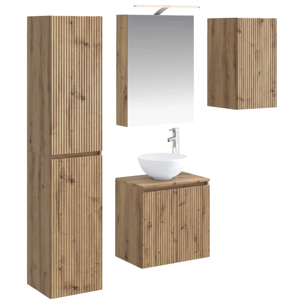 Set di Armadi da Bagno 5 pcs Rovere Artigianale 3407294