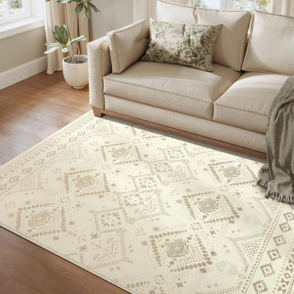 Tappeto per Soggiorno, 160 x 230 cm Tappeto Salotto Antiscivolo, per Soggiorno Camera da Letto Cameretta, Lavabile in Lavatrice, Stile Boho, Beige Sabbia TAR029L02