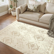 Tappeto per Soggiorno, 160 x 230 cm Tappeto Salotto Antiscivolo, per Soggiorno Camera da Letto Cameretta, Lavabile in Lavatrice, Stile Boho, Beige Sabbia TAR029L02