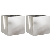 2 pz Fioriere | Cassetta per fiori | Vaso Argento 49x47x46 cm in Acciaio Inox