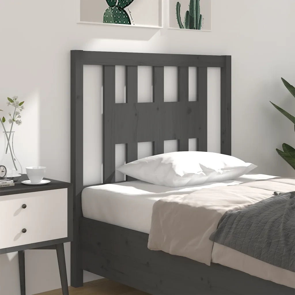 Testiera per Letto Grigia 96x4x100 cm in Legno Massello di Pino 818652