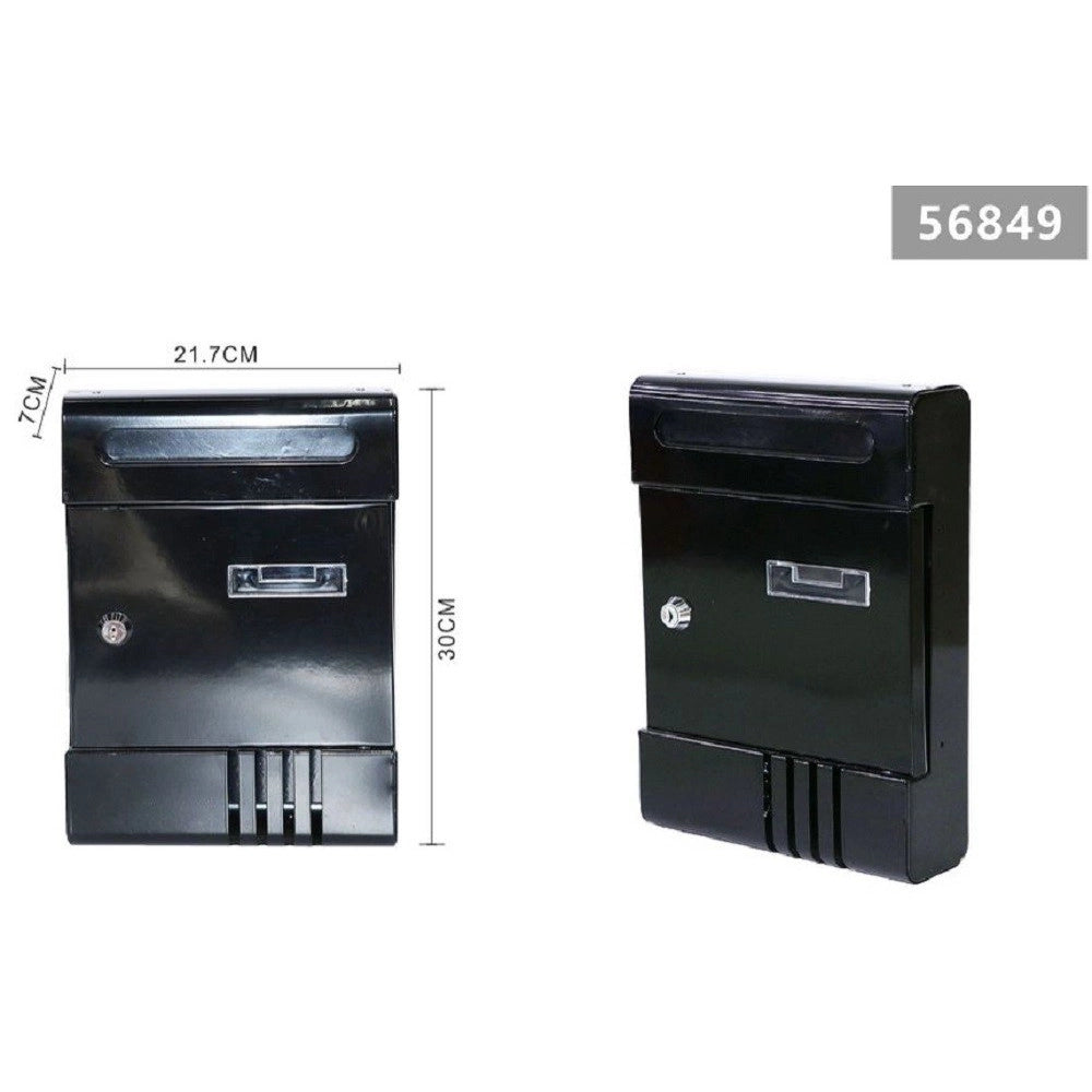 Trade Shop - Cassetta Postale In Metallo Porta Lettere Con Chiave Buca Posta H2803 Nera 56849 -