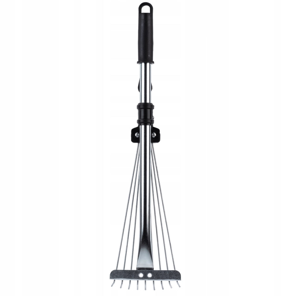 Rastrello in metallo KADAX per foglie ed erba, piccolo rastrello da giardino da 65 cm con 9 denti regolabili