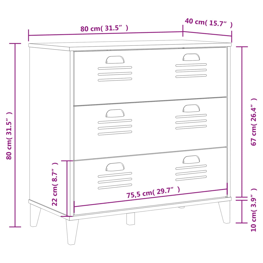 Cassettiera VIKEN Bianca in Legno Multistrato 374920