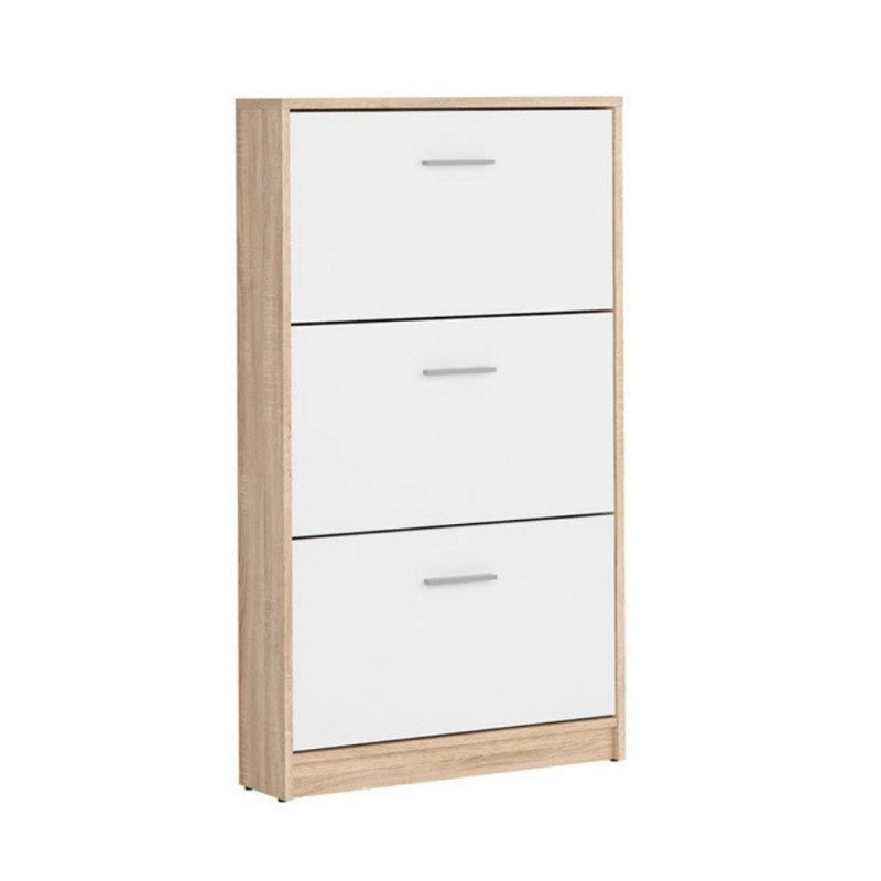 Scarpiera Nepo 3 scomparti colore struttura rovere e frontali bianchi