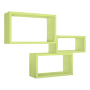 Set di 3 Mensole da Muro Modello TRITTCO. Misure 15.5x45.0x27.0 cm. fInitura  VERDE - MADE IN ITALY