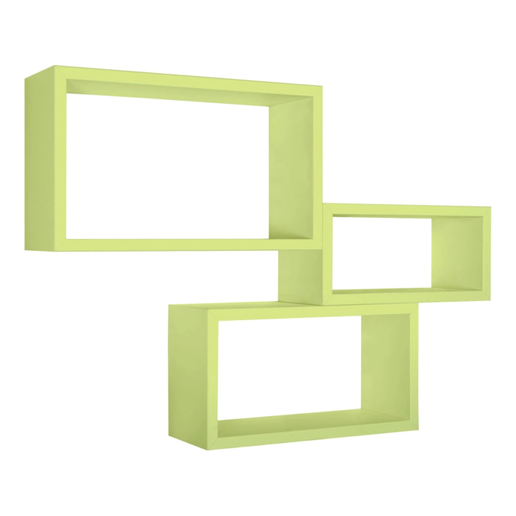 Set di 3 Mensole da Muro Modello TRITTCO. Misure 15.5x45.0x27.0 cm. fInitura  VERDE - MADE IN ITALY