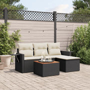 Salotto da Giardino-Set Divani da Giardino 5 pz con Cuscini in Polyrattan Nero 170263