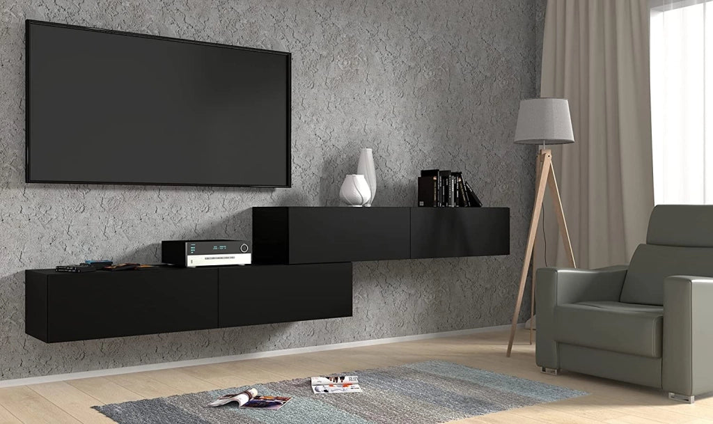 MOBILE  PORTA TV SOGGIORNO BINGO 160x40x30 NERO OPACO