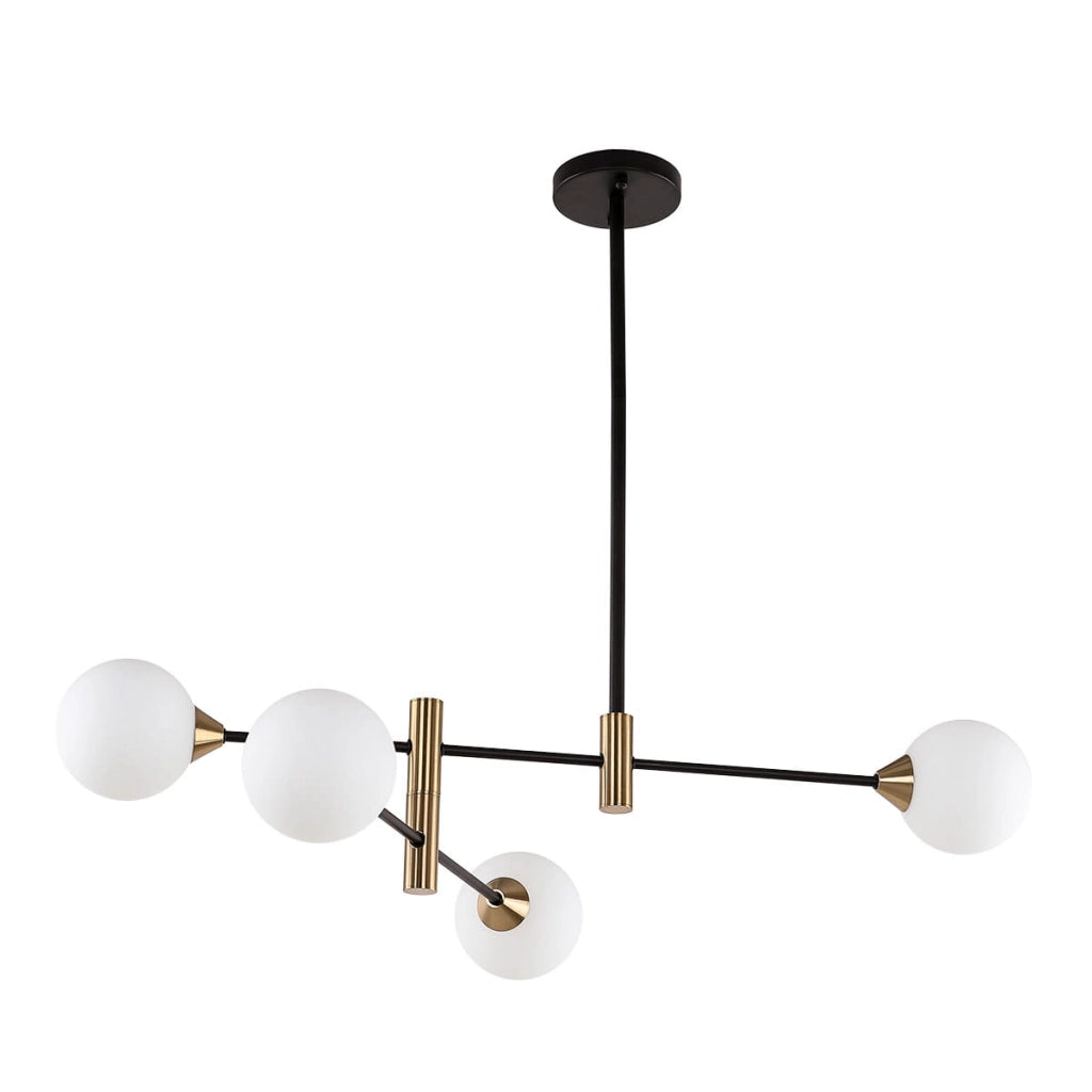 Plafoniera Italux Marino nera 4 luci G9 vetro opal