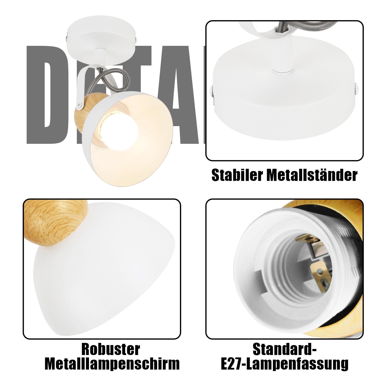ZMH Faretto da soffitto 1 fiamma retro E27 industriali per corridoio cucina