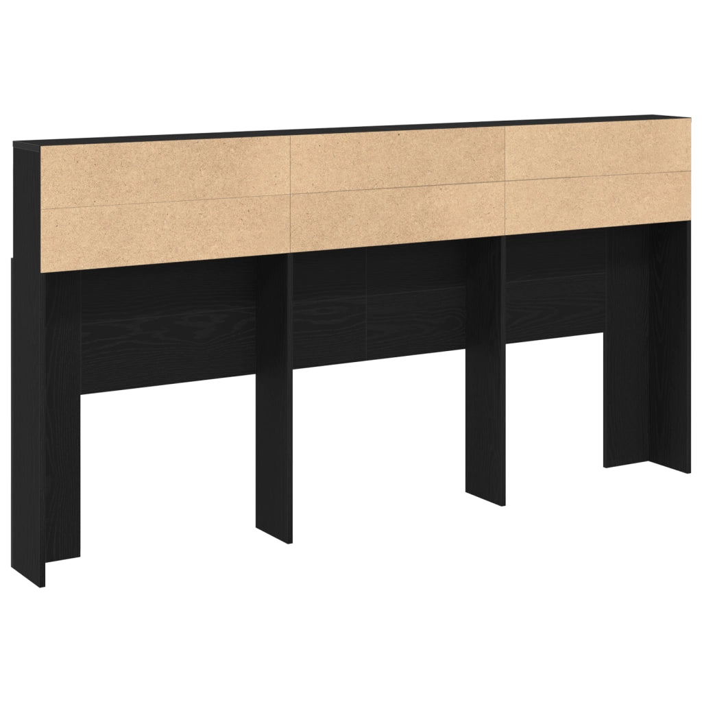 Testiera per letto in rovere nero, 200x19x103,5 cm, Legno ingegnerizzato