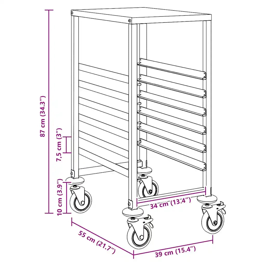 Carrello Portateglie con 6 GN Contenitori 39x55x87 cm CFW6653000