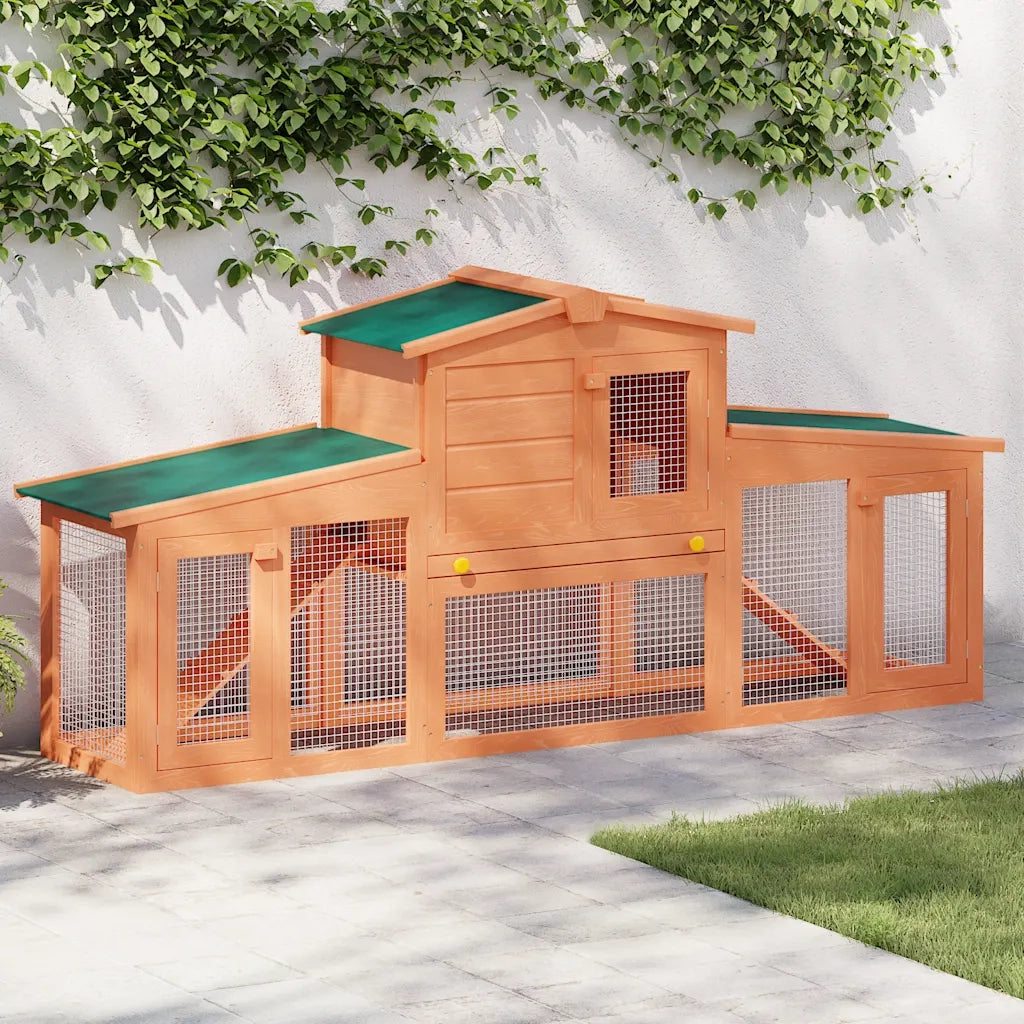 Conigliera Grande all'Aperto per Animali Piccoli Tetto Legno 170163
