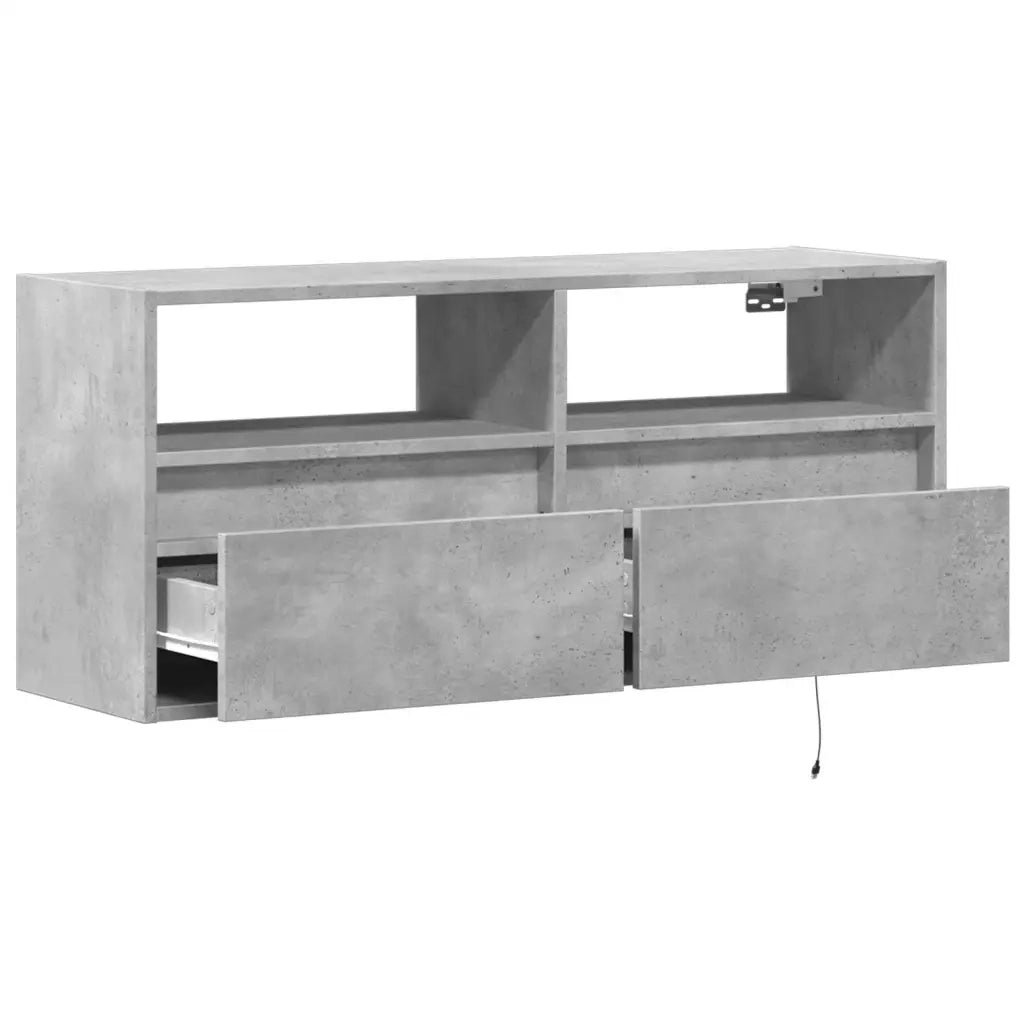 Mobile TV a Parete con Luci LED Grigio Cemento 100x31x45 cm 852337