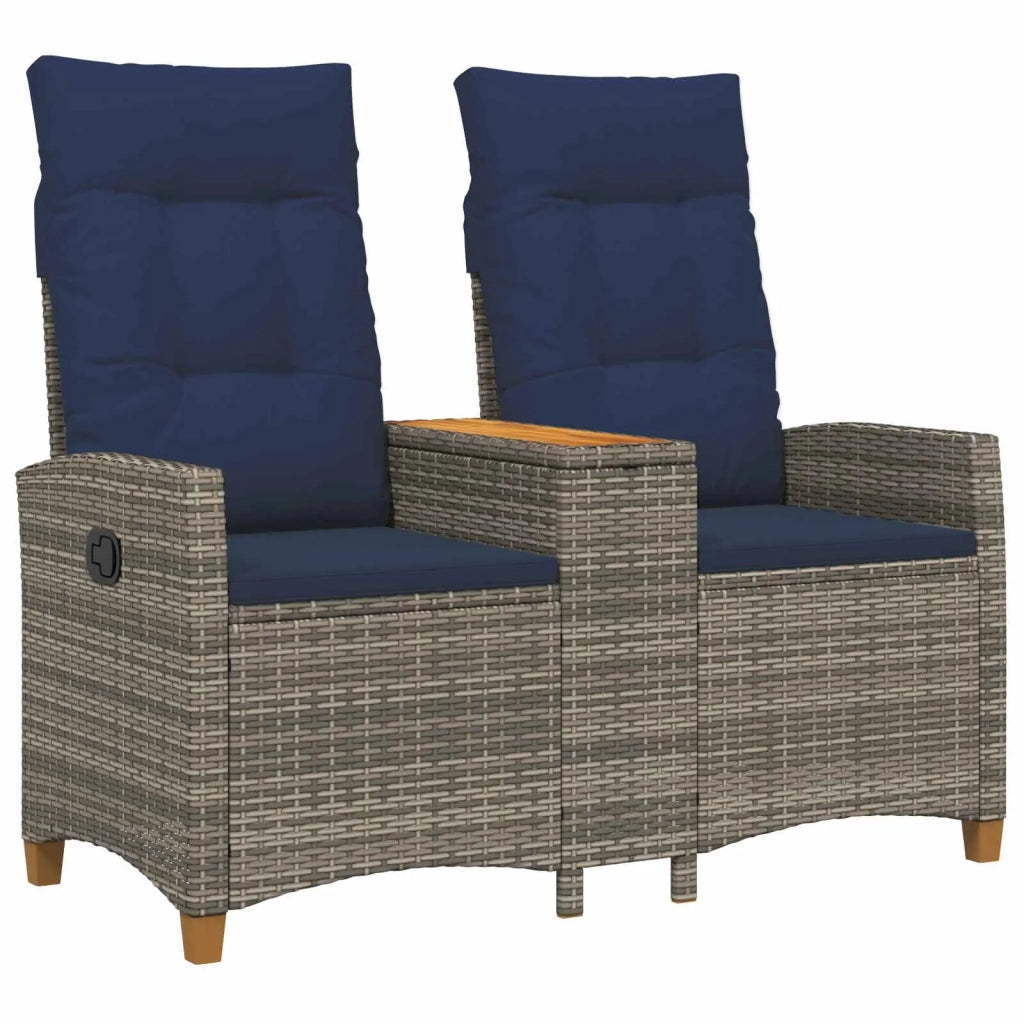 Panchina reclinabile con tavolo Grigio e Blu Navy polyrattan 42026817