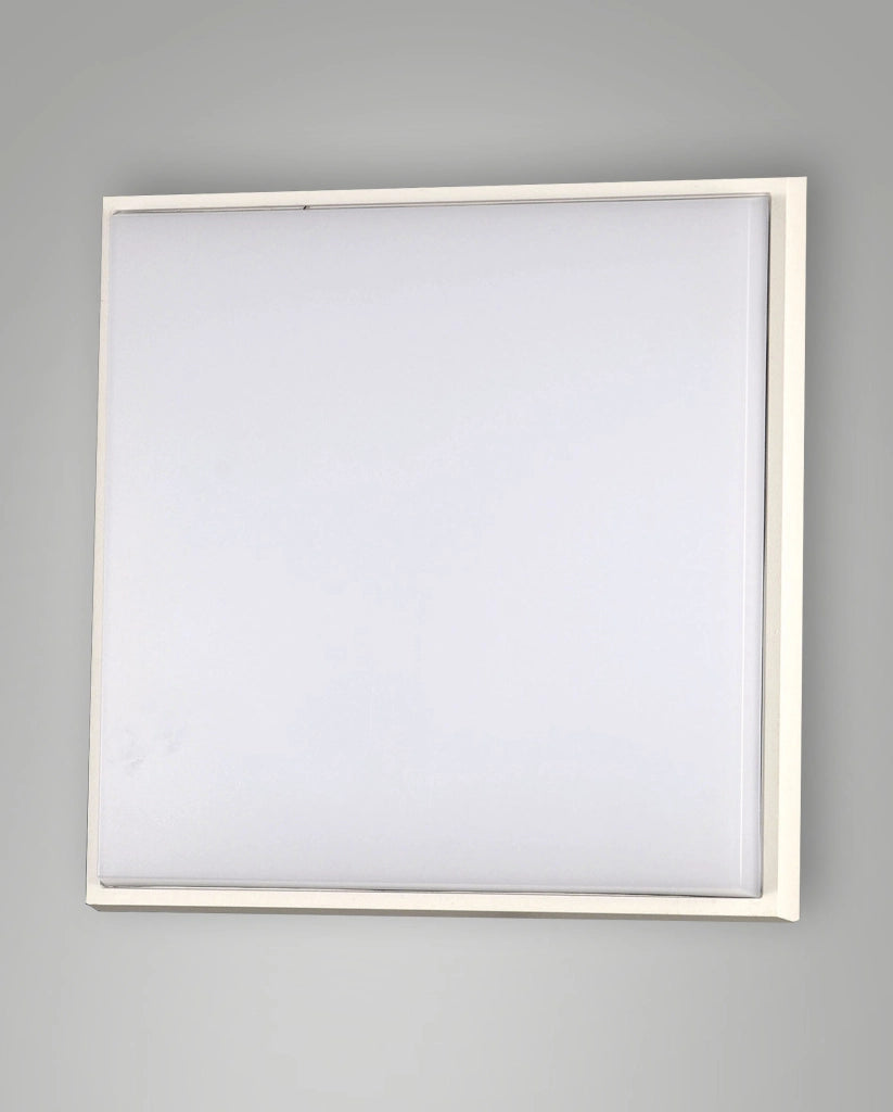 Desdy Plafoniera LED Quadrata 30W 3000K IP54 in Metallo e Policarbonato Bianco - Design Moderno per Interni ed Esterni - Codice 3314-65-102