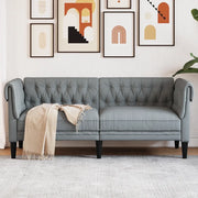 Divano Chesterfield a 2 Posti-Sofa 2 Posti-Divanetto Grigio Chiaro in Tessuto