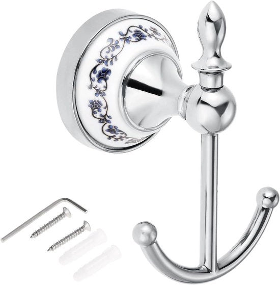 Decorativi attacchi porta bagno | Zinco e ceramica | Stile retro nostalgico | Attacchi asciugamano stile landhaus | Bagno | Argento | Stile e praticità | Qualità duratura.