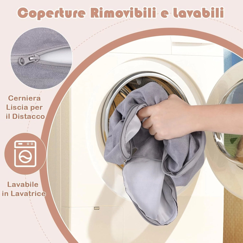 Divano Giocattolo per Bambini a 8 Pezzi, Divano Modulare per Bambini in Schiuma con Tessuto Suede, Poltrone per Bambini per Stanze da Gioco, Camere da Letto, Soggiorno (Grigio)