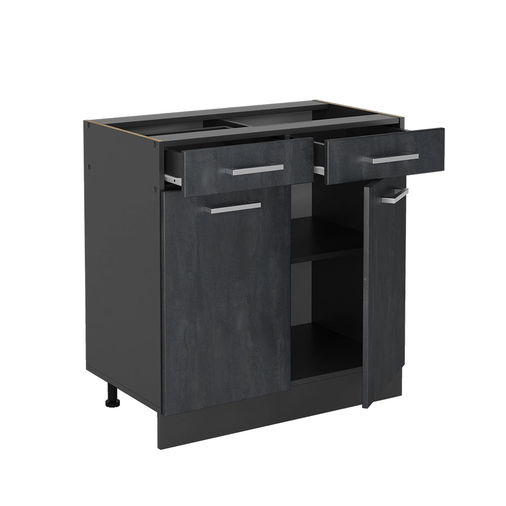 Vicco Mobiletto base per cucina Calcestruzzo nero 80 cm PL Marmo