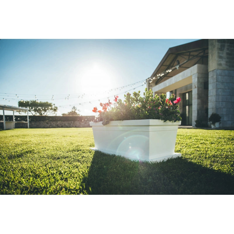 Vaso Fioriera decorativo classico tradizionale 100x47 H38 in polimero resistente antracite per piante per giardini e terrazze - Made in Italy