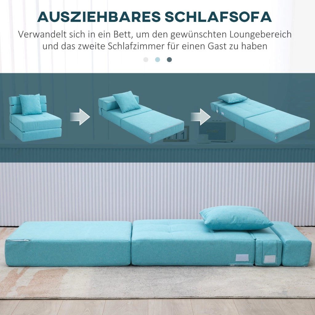 Sedia letto imbottita ¨C zephmum ¨C 70x70x61 cm, blu chiaro