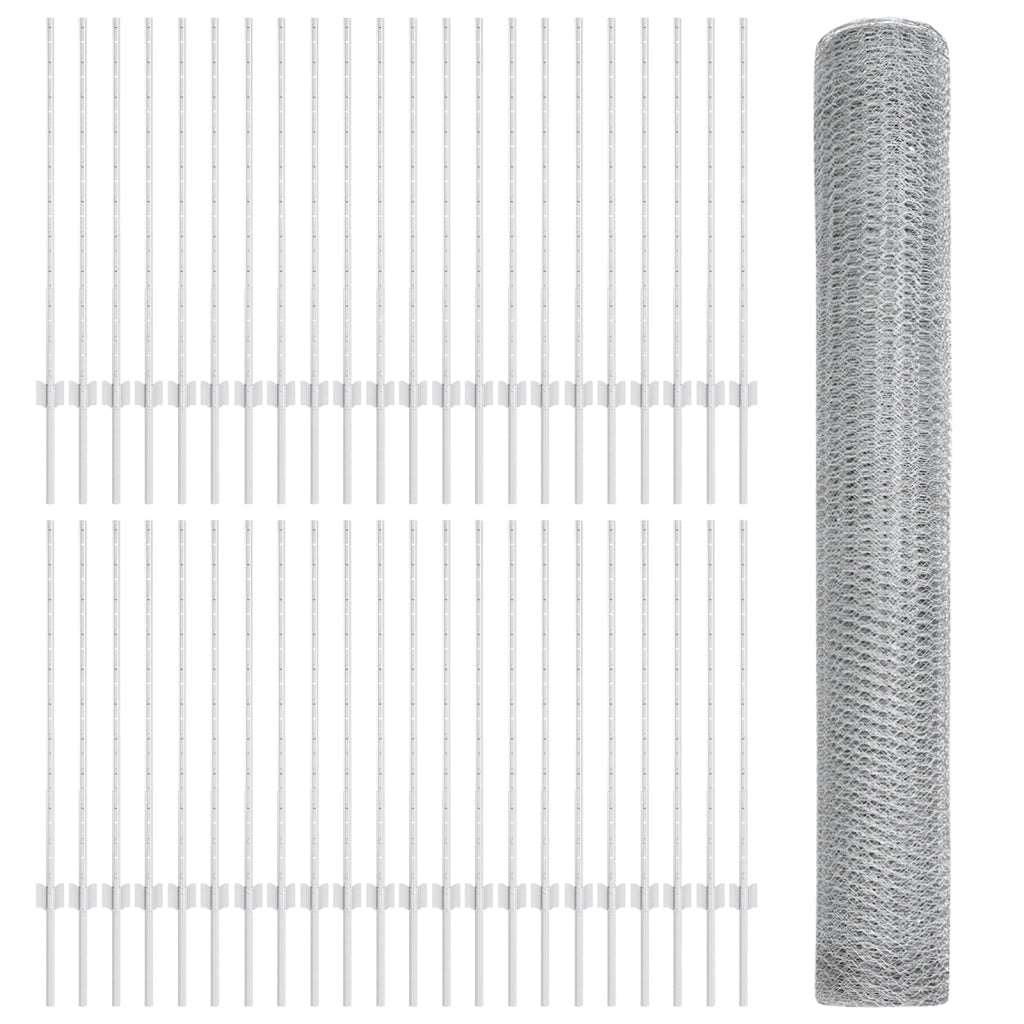 Posti per Recinzione  22 pcs U-Channel 100 cm Acciaio Zincato